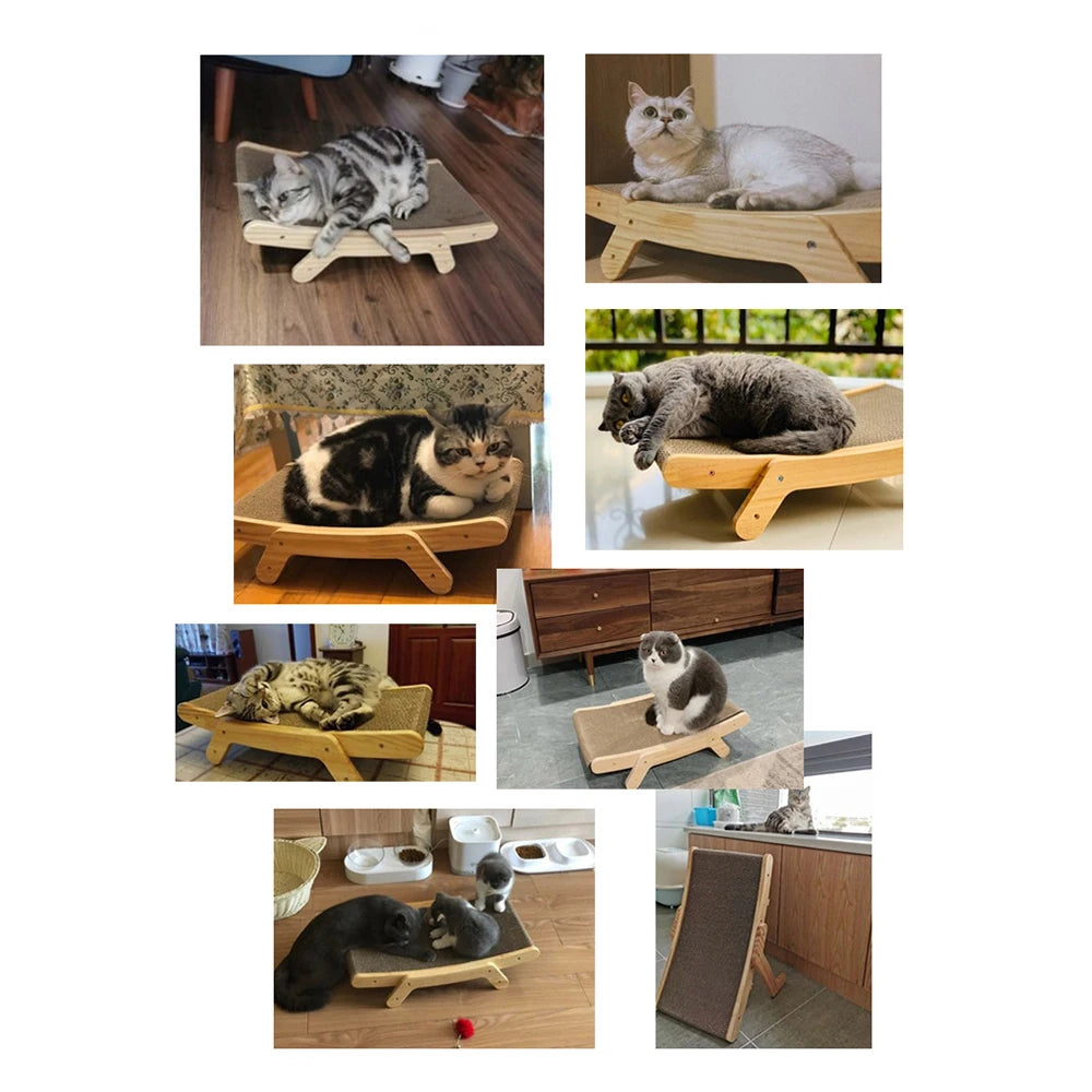 Premium Wooden Cat Scratcher Bed